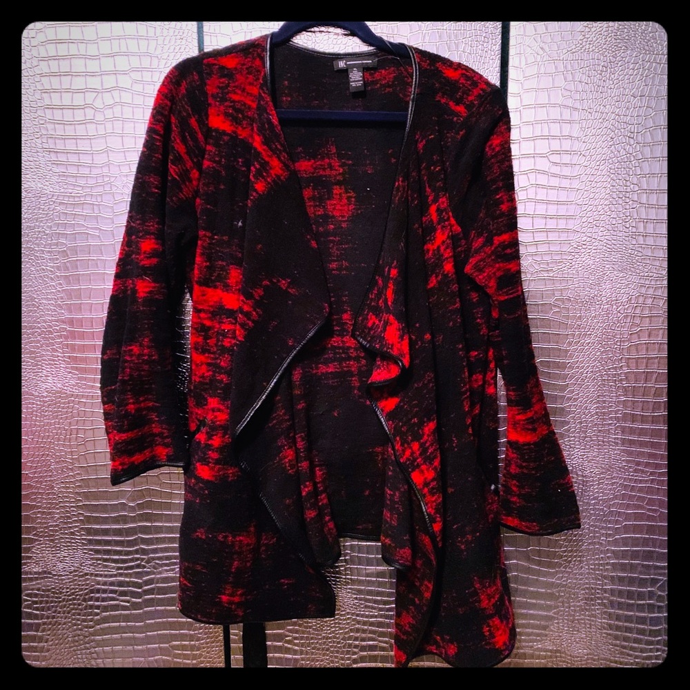 Multi Way Red Black Cozy Sweater Coat NWOT XL